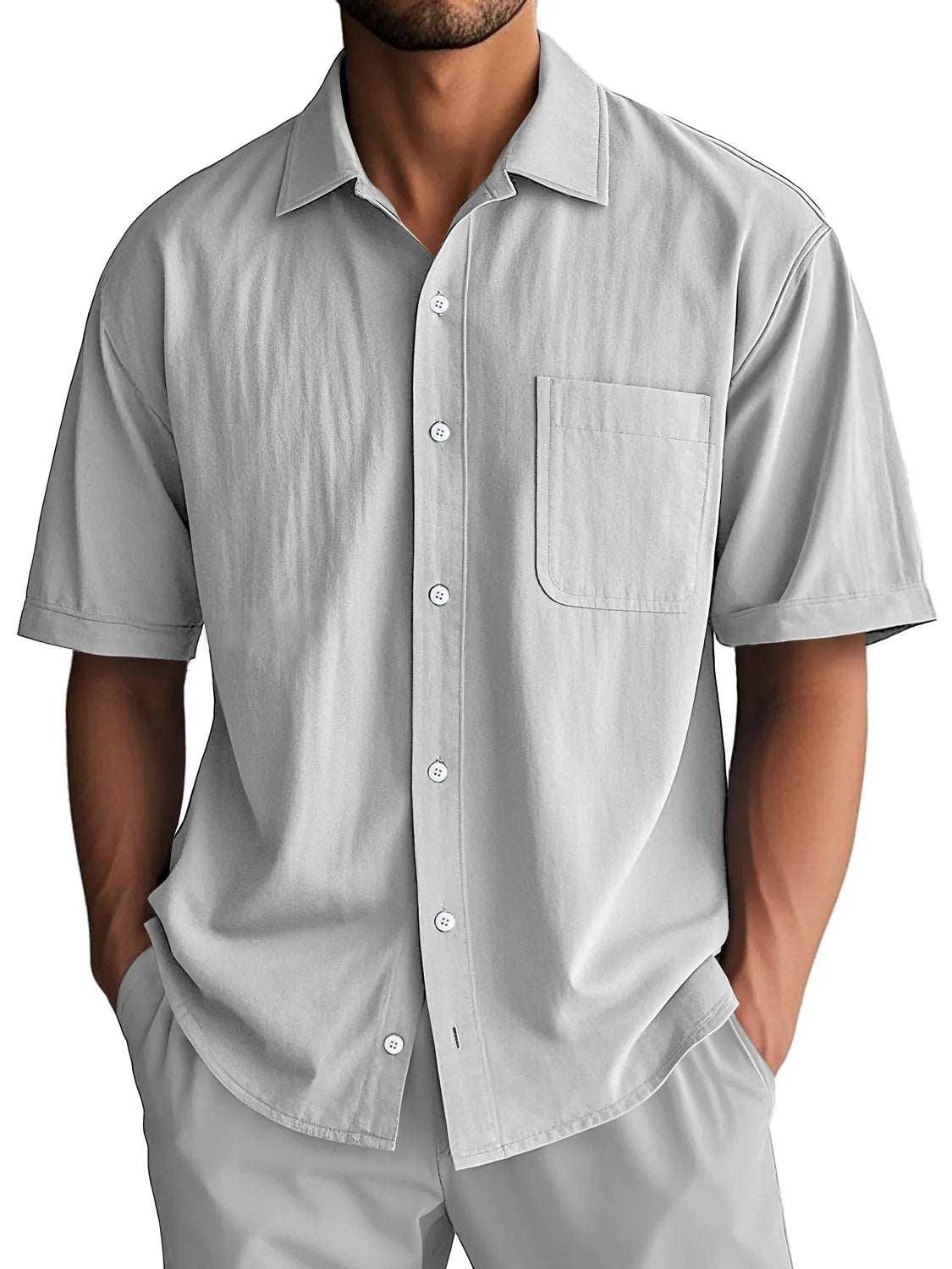 Men's Daily Casual Lapel Pocket Comfort Short Sleeve Shirt