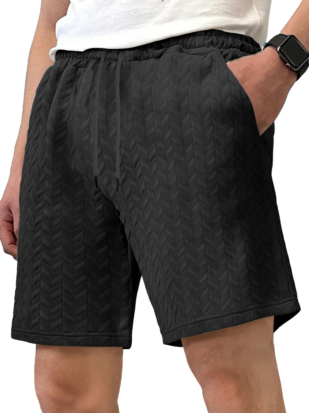 Men's Simple Solid Color Jacquard Texture Shorts