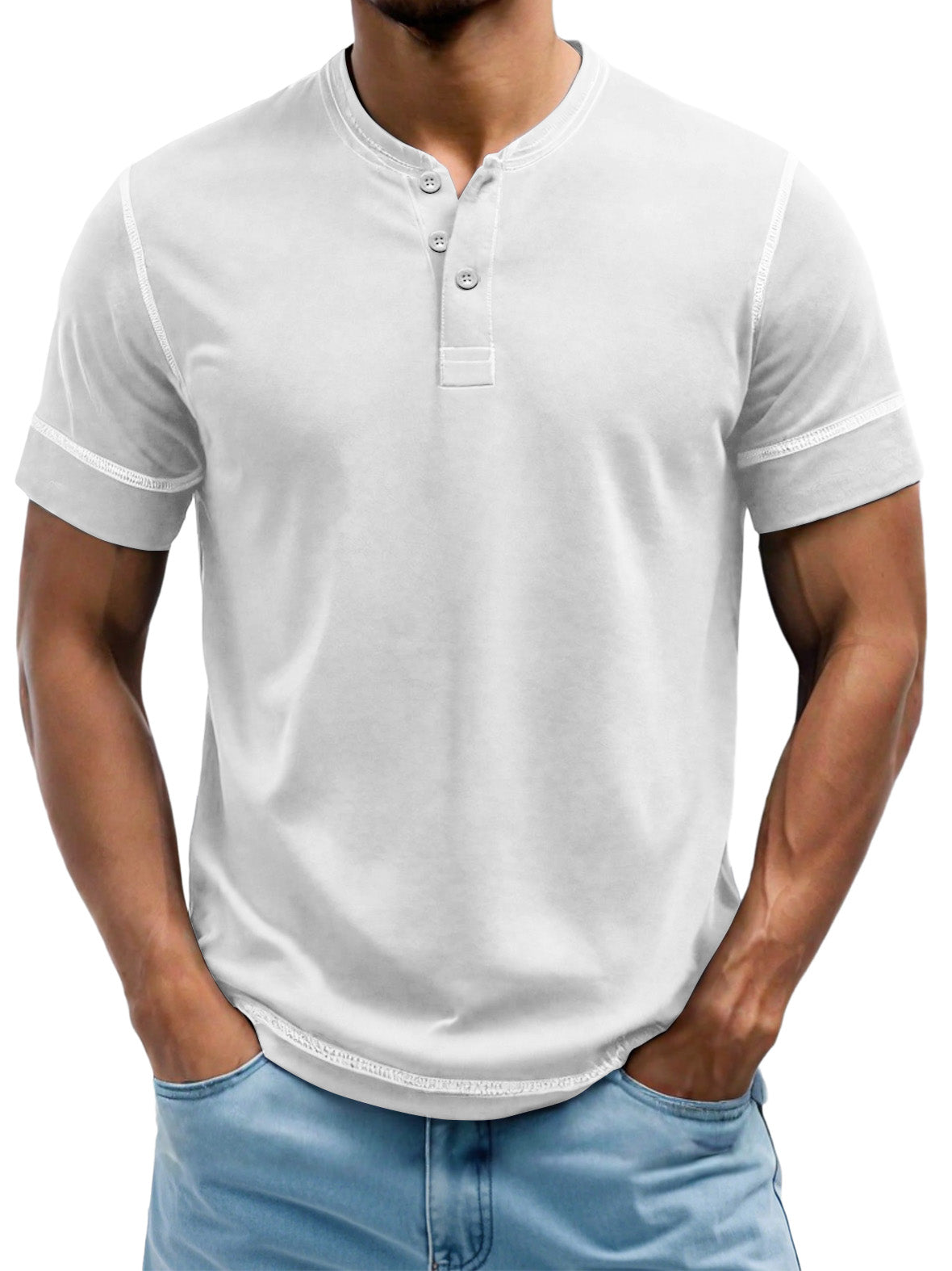 Men's Henry Elastic Cotton Daily Casual T-shirt