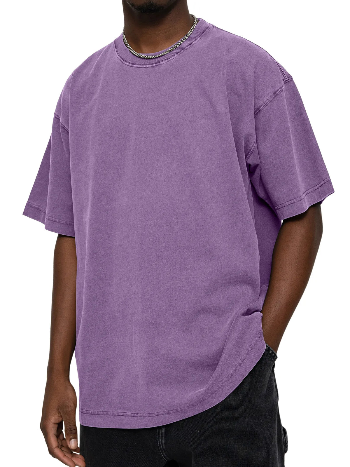 Men's 100% Cotton Vintage Washed Water Distressed Casual Round Neck T-shirt