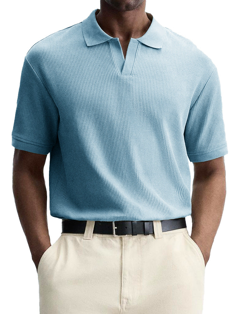 Men's Fashion Retro Casual Pit V-neck Short-Sleeved Polo Shirt