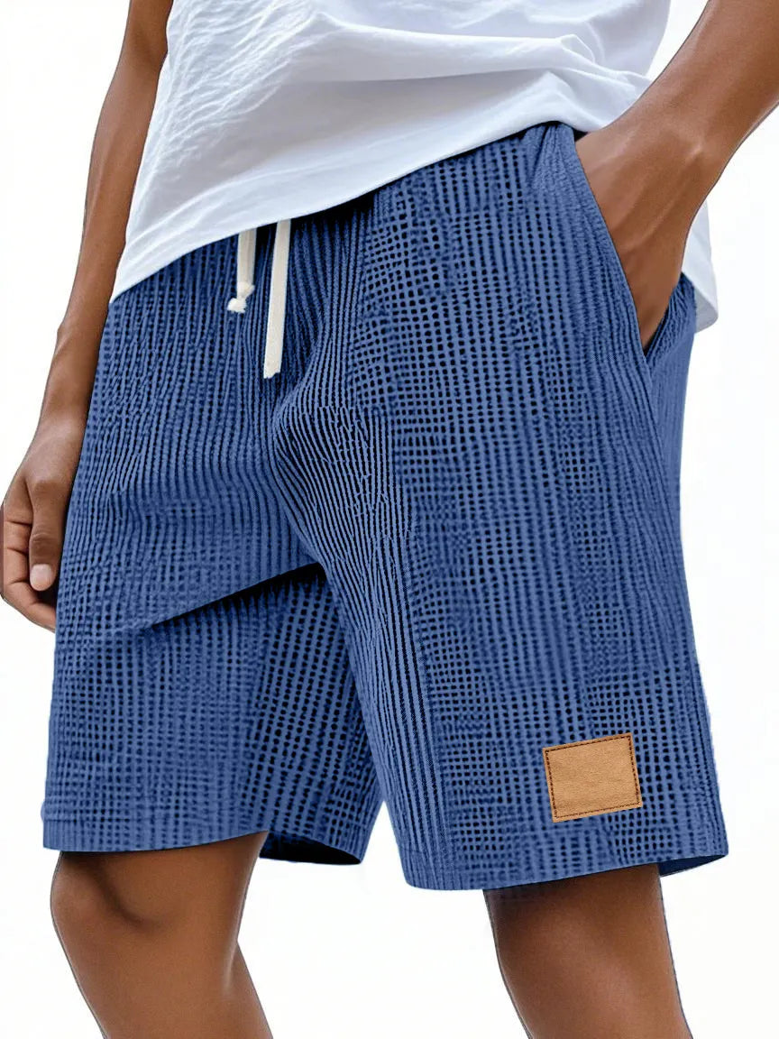 Men's Casual Retro Waffle Logo Comfort Shorts