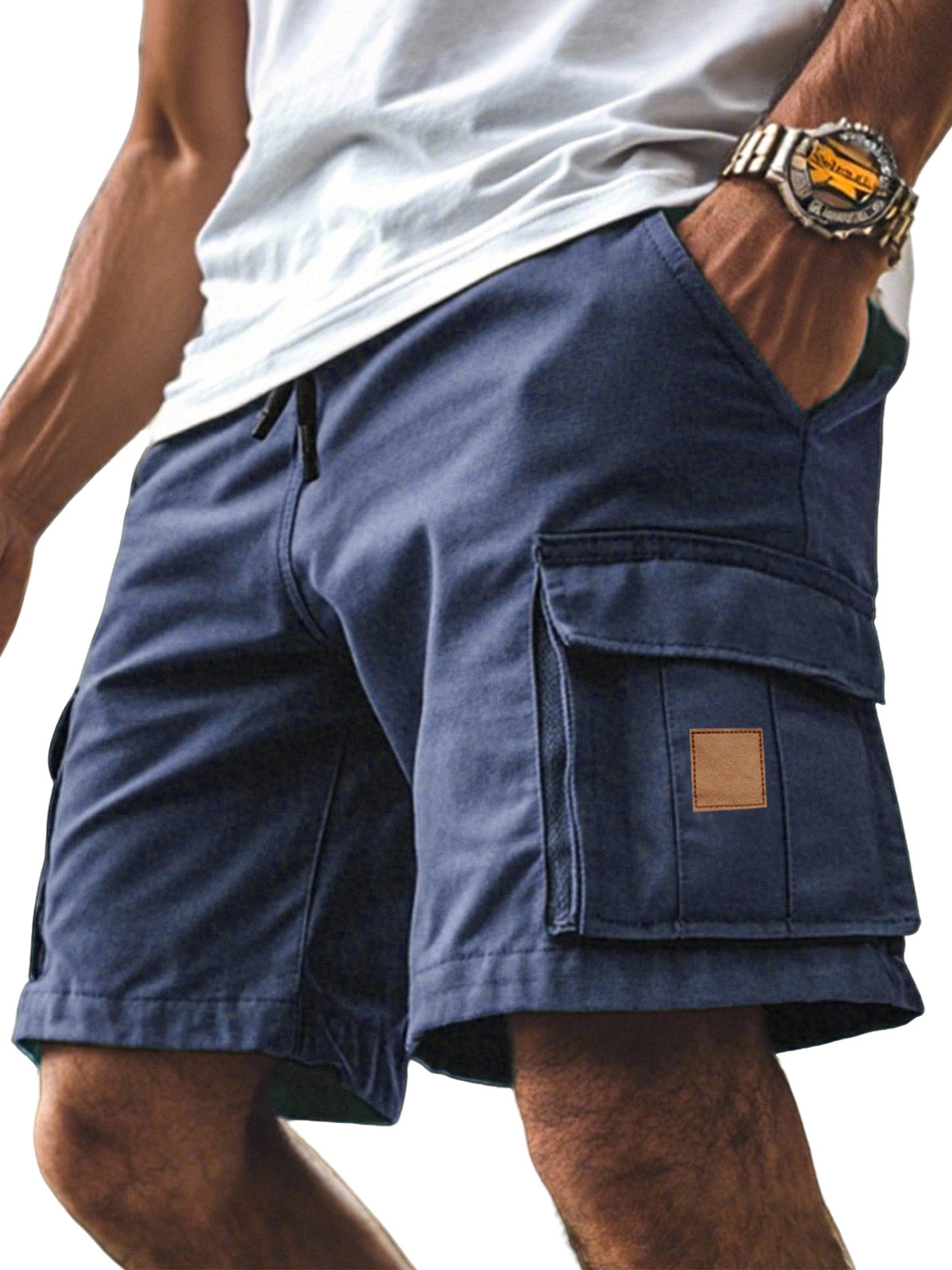 Men's Casual Simple Side Cuff Pocket Comfortable Overalls