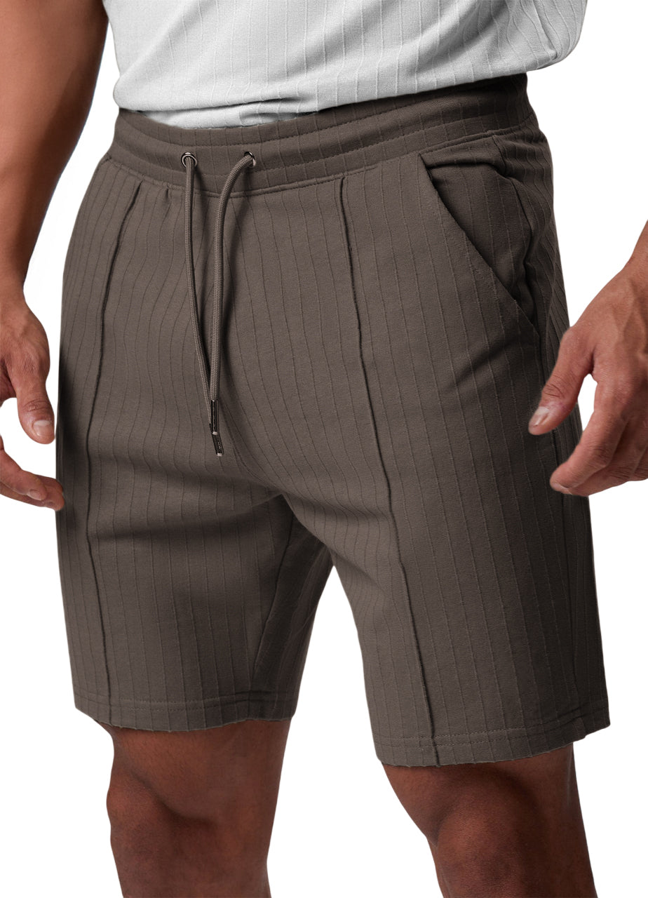 Men's Pleated Stretch Casual Shorts with Side Pockets