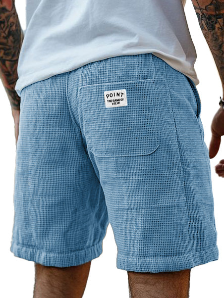 Men's Fashion Casual Waffle Fabric Logo Embroidered Shorts