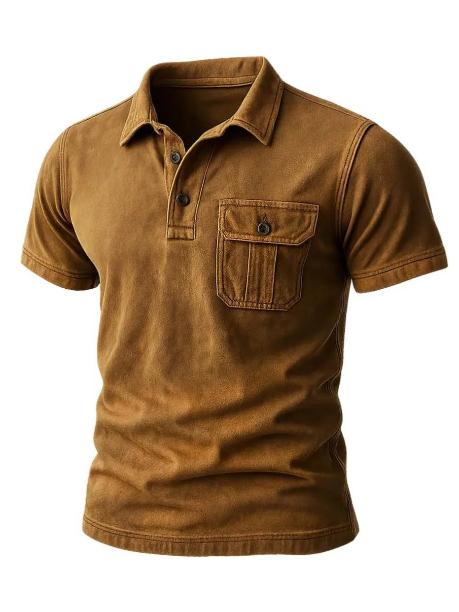 Men's Outdoor Retro Workwear Lapel Pocket Polo Shirt