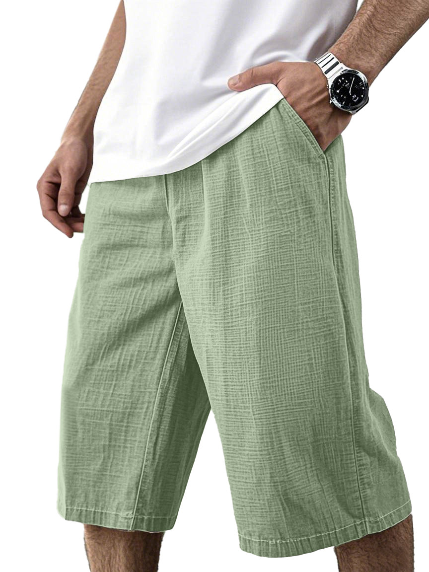 Men's Simple Solid Color Loose, Comfortable And Breathable Cropped Pants