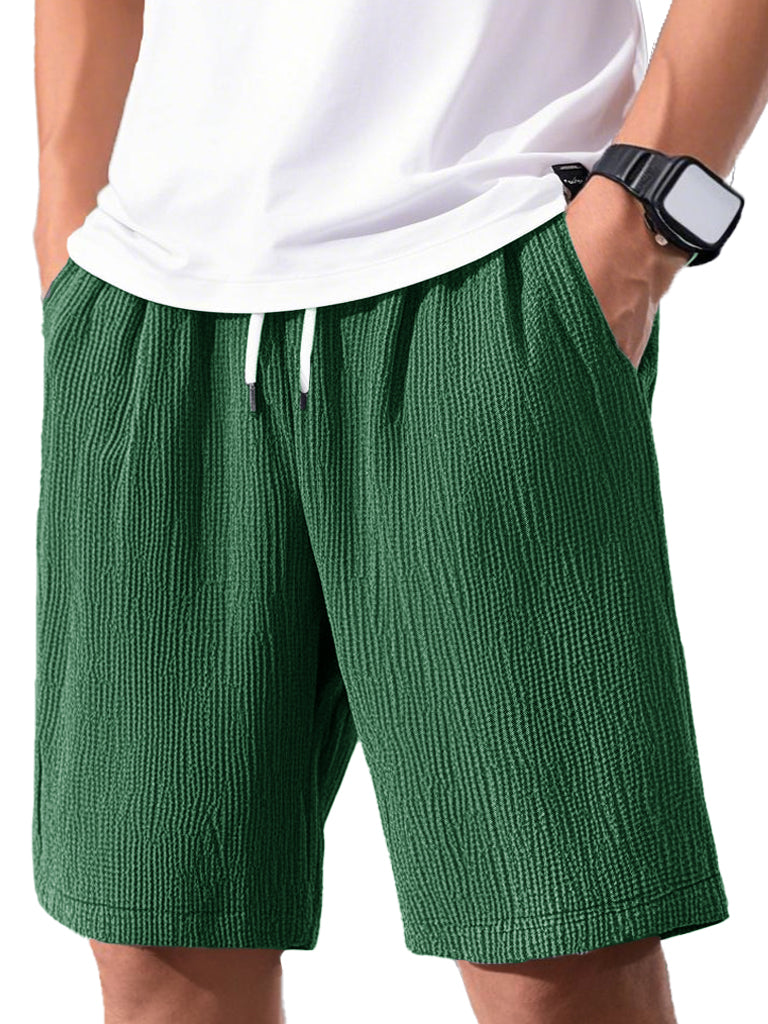 Men's Fashion Casual Short-sleeved Pleated Fabric Shorts