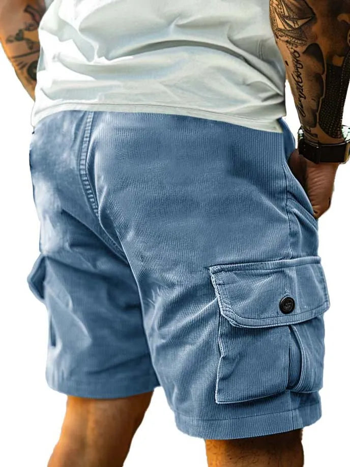 Men's Retro Workwear Stripe Fabric Pocket Shorts