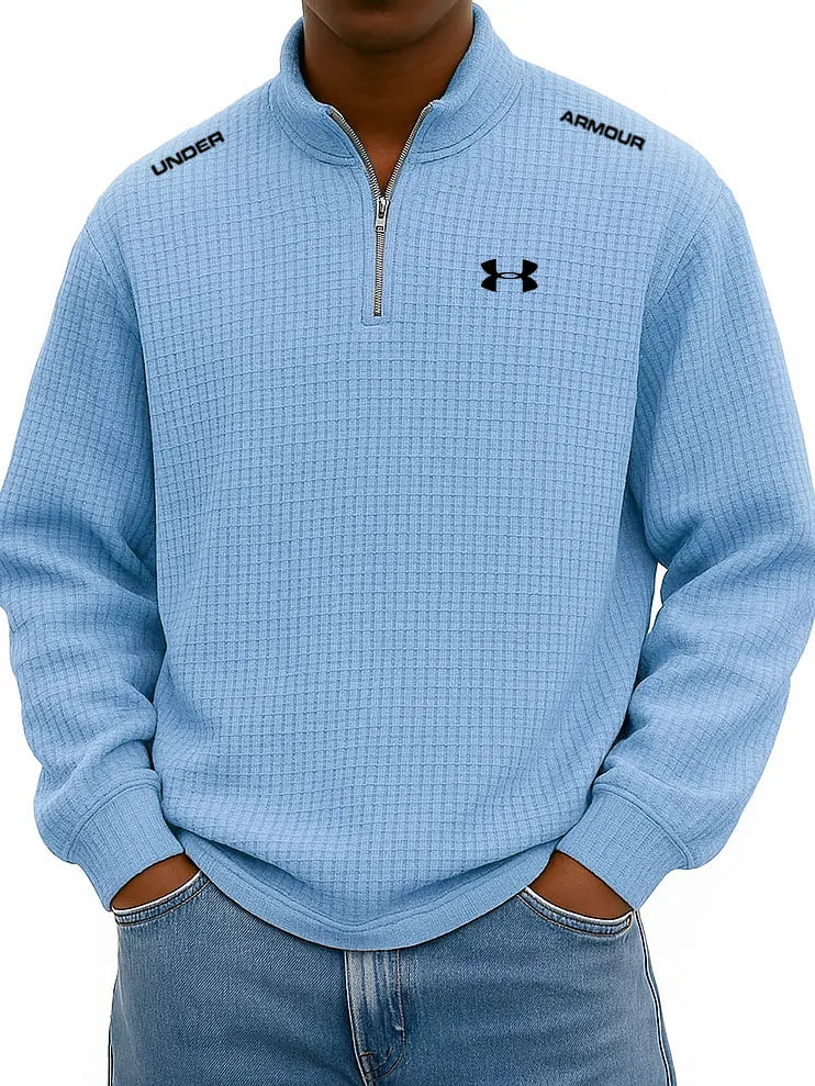 BESTSELLER🔥 Men’s Rib-Cuff Quarter-Zip Top – Cozy Waffle Texture, Everyday Casual Fit