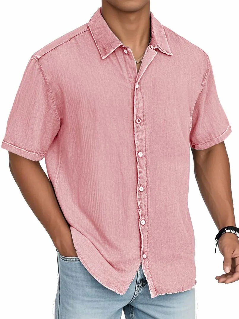 Men's Fashion Casual Textured Fabric Short-sleeved Shirt