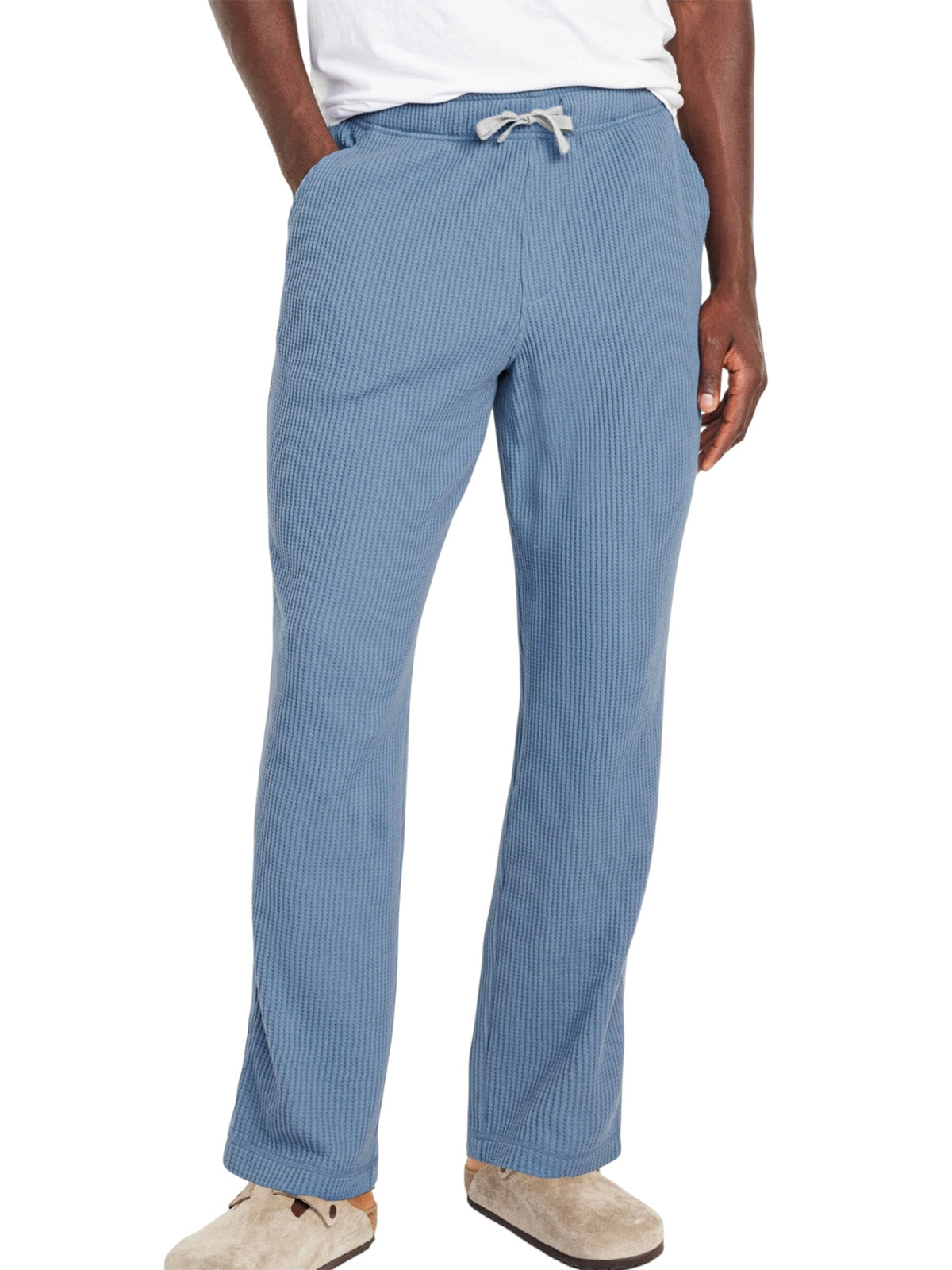 Men's Everyday Solid Color Loose Waffle Comfort Trousers