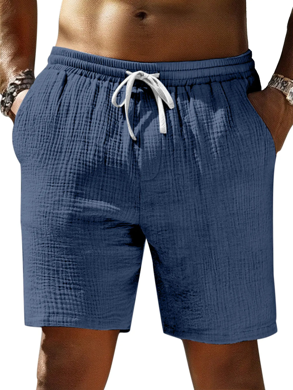 Men's Casual Simple Textured Loose Shorts