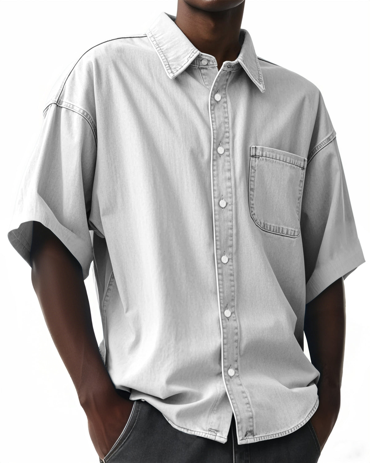 Men's Comfortable Vintage Lapel Short Sleeve Shirt With Chest Pocket