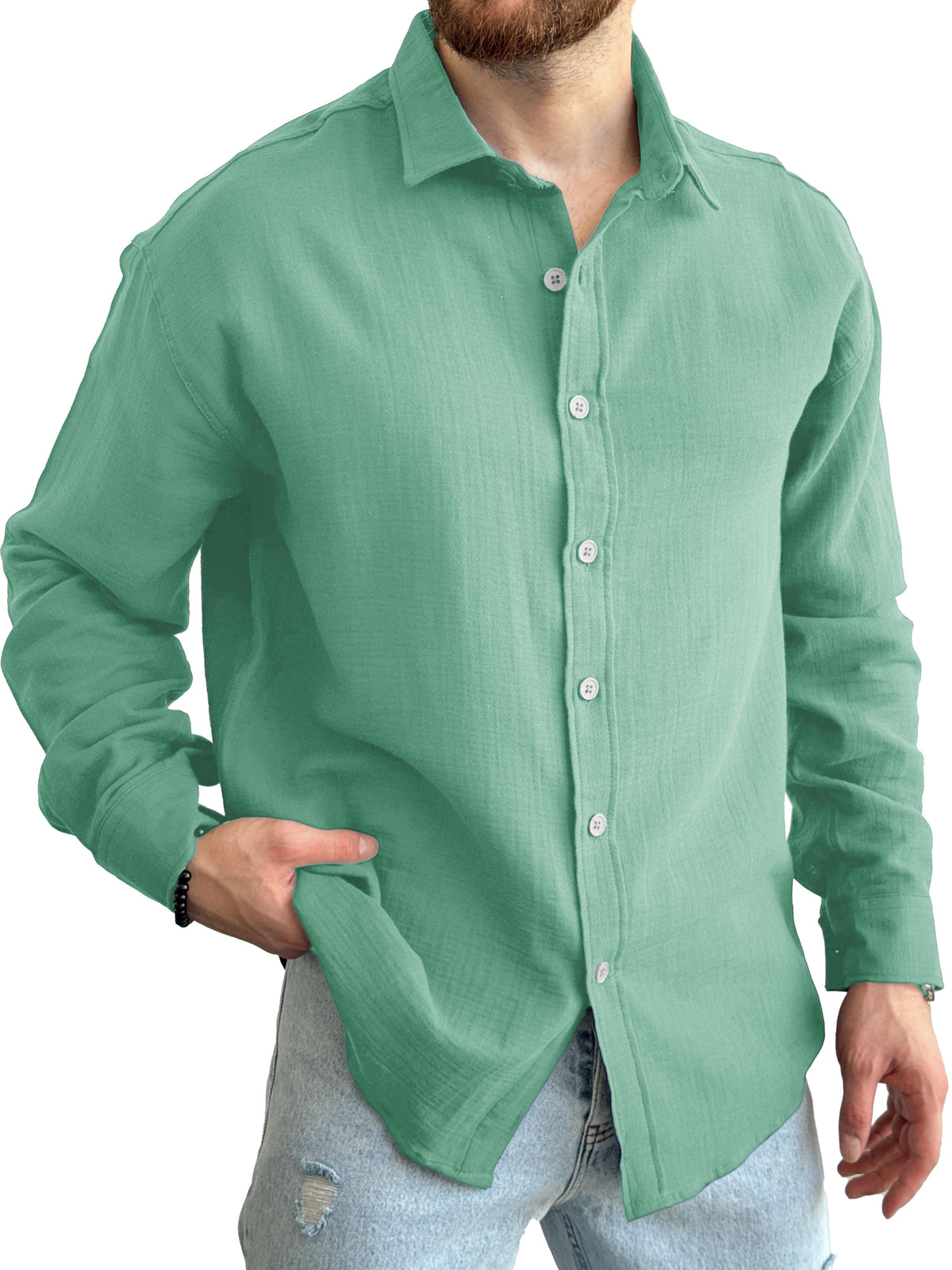 Men's Fashion Casual Lapel Long Sleeve Shirt