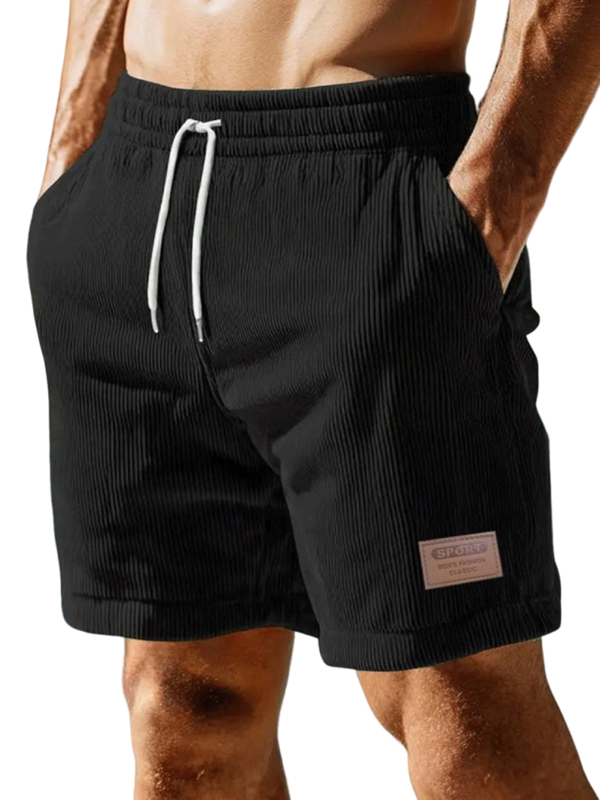 Men's Corduroy Lace-up Simple Casual Shorts