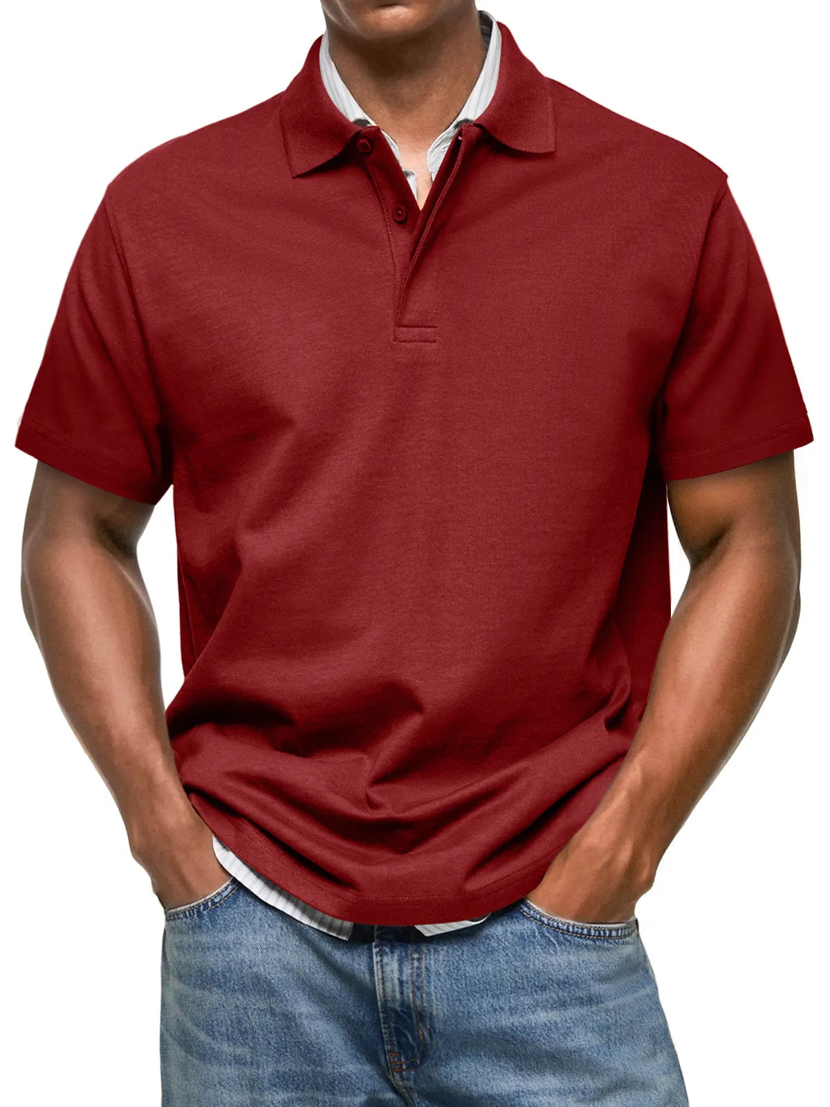 Men's Casual Everyday Lapel Button Up Comfortable Short Sleeve POLO Shirt