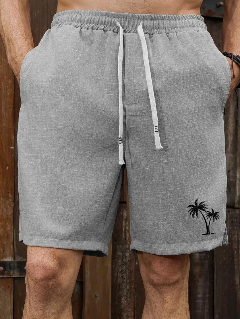 Men's Hawaiian Coconut Palm Print Casual Shorts