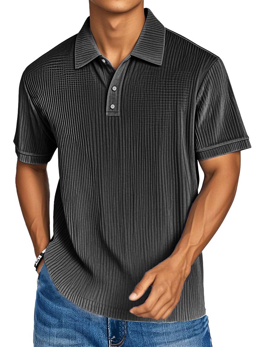 Men's Fashion Casual Textured Fabric Short-sleeved Polo Shirt