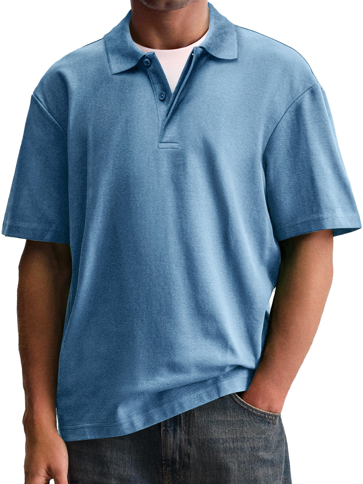 Men's Stylish And Comfortable Lapel Double-layer Placket Casual Short-sleeved Polo Shirt