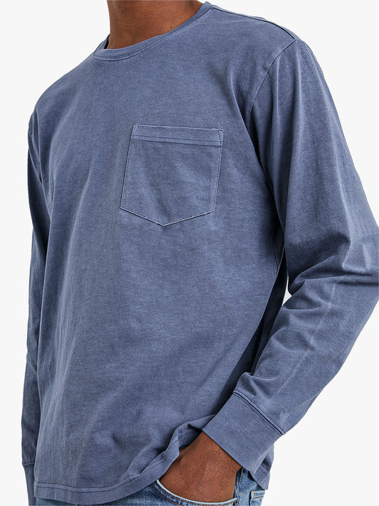 Men's Comfort Vintage Cotton Long Sleeve Basic T-Shirt With Chest Pocket