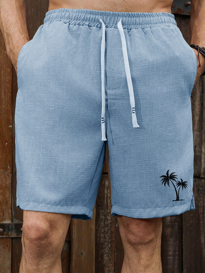 Men's Hawaiian Coconut Palm Print Casual Shorts