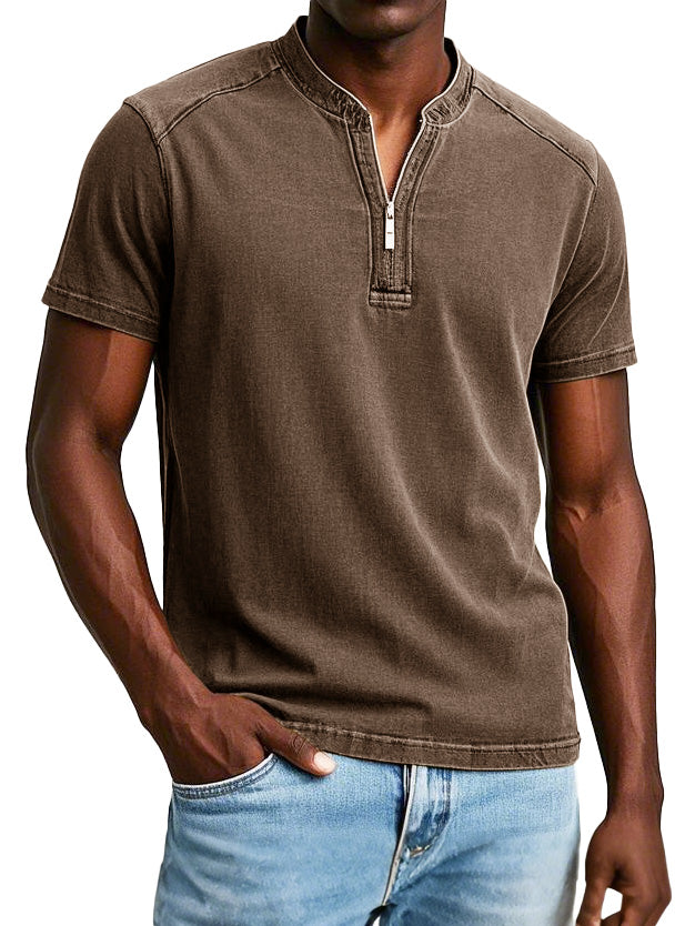 Men's Fashion Vintage Distressed Short Sleeve Henley Shirt