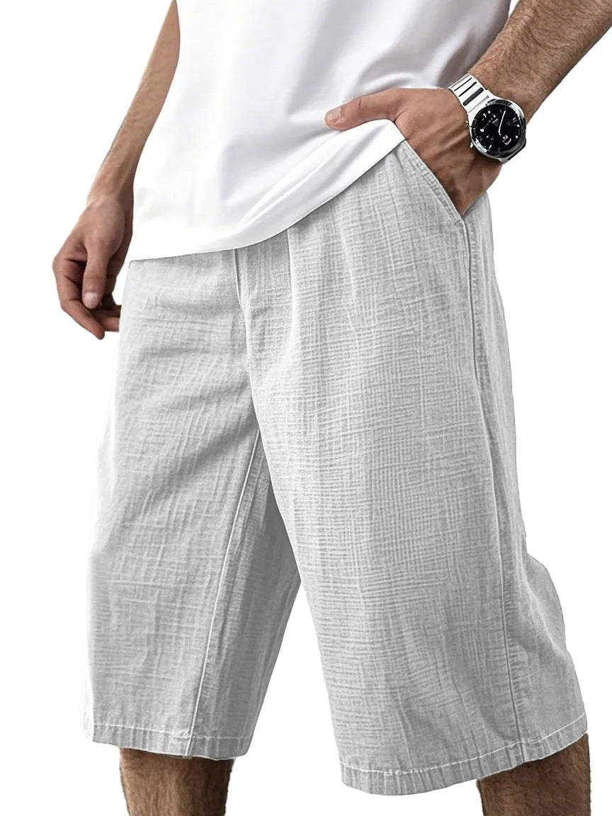 Men's Simple Solid Color Loose, Comfortable And Breathable Cropped Pants