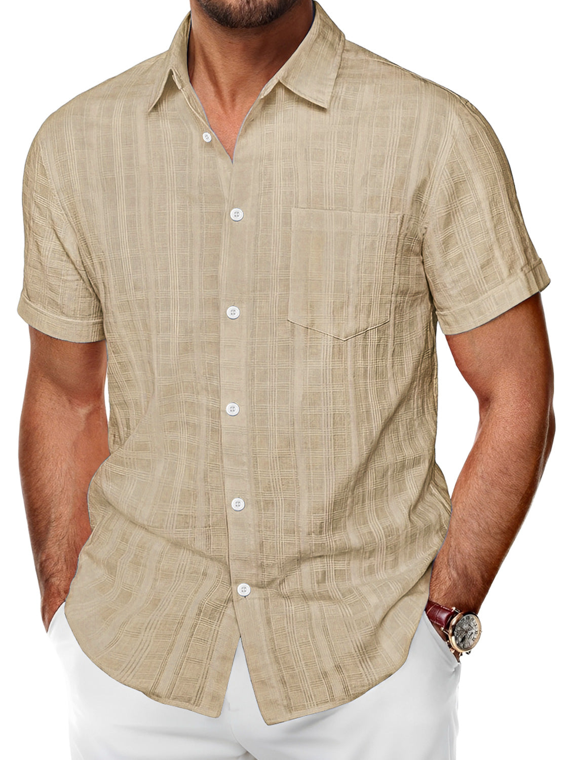Men's Vintage Washed Cotton Stand Collar Pocket Casual Sleeveless Henley Vest