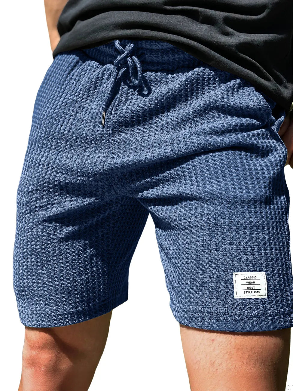 Men's Everyday Waffle Embroidered Logo Drawstring Casual Shorts