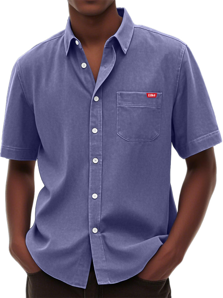 Men's Washed And Distressed Retro Fashion Casual Versatile Shirt