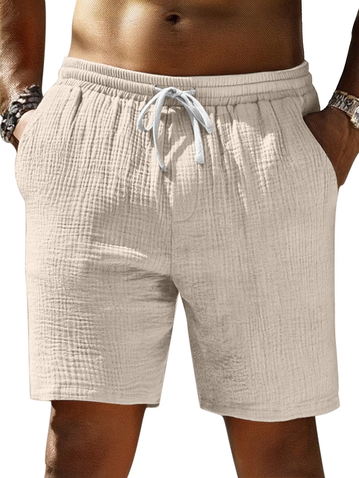 Men's Casual Simple Textured Loose Shorts