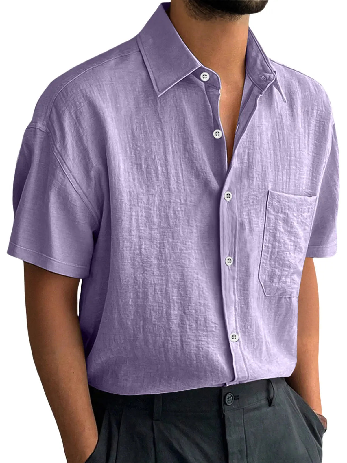 Men's Everyday Casual Lapel Pocket Comfort Short Sleeve Shirt