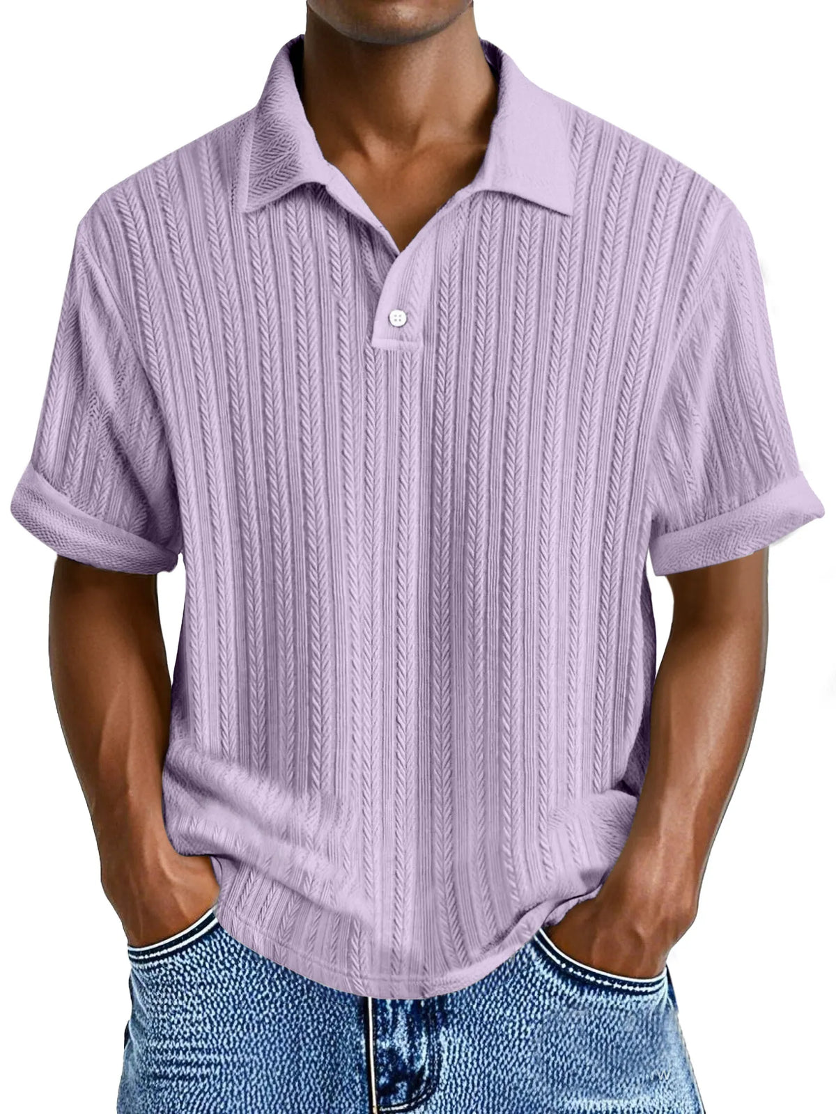 Men's Simple Casual Texture Loose Short-sleeved Polo Shirt