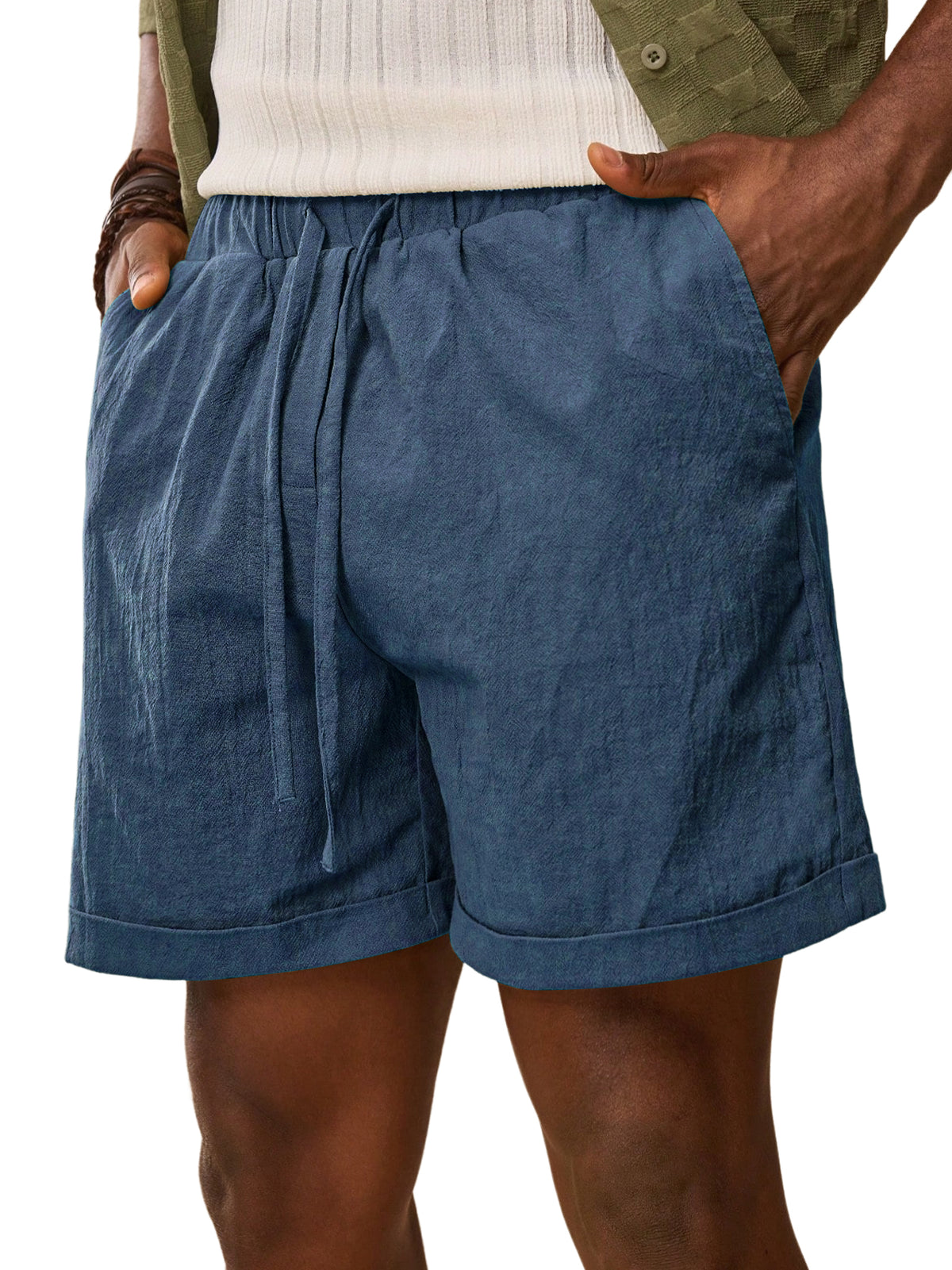Men's Summer Daily Comfort Elastic Waist Casual Solid Color Shorts