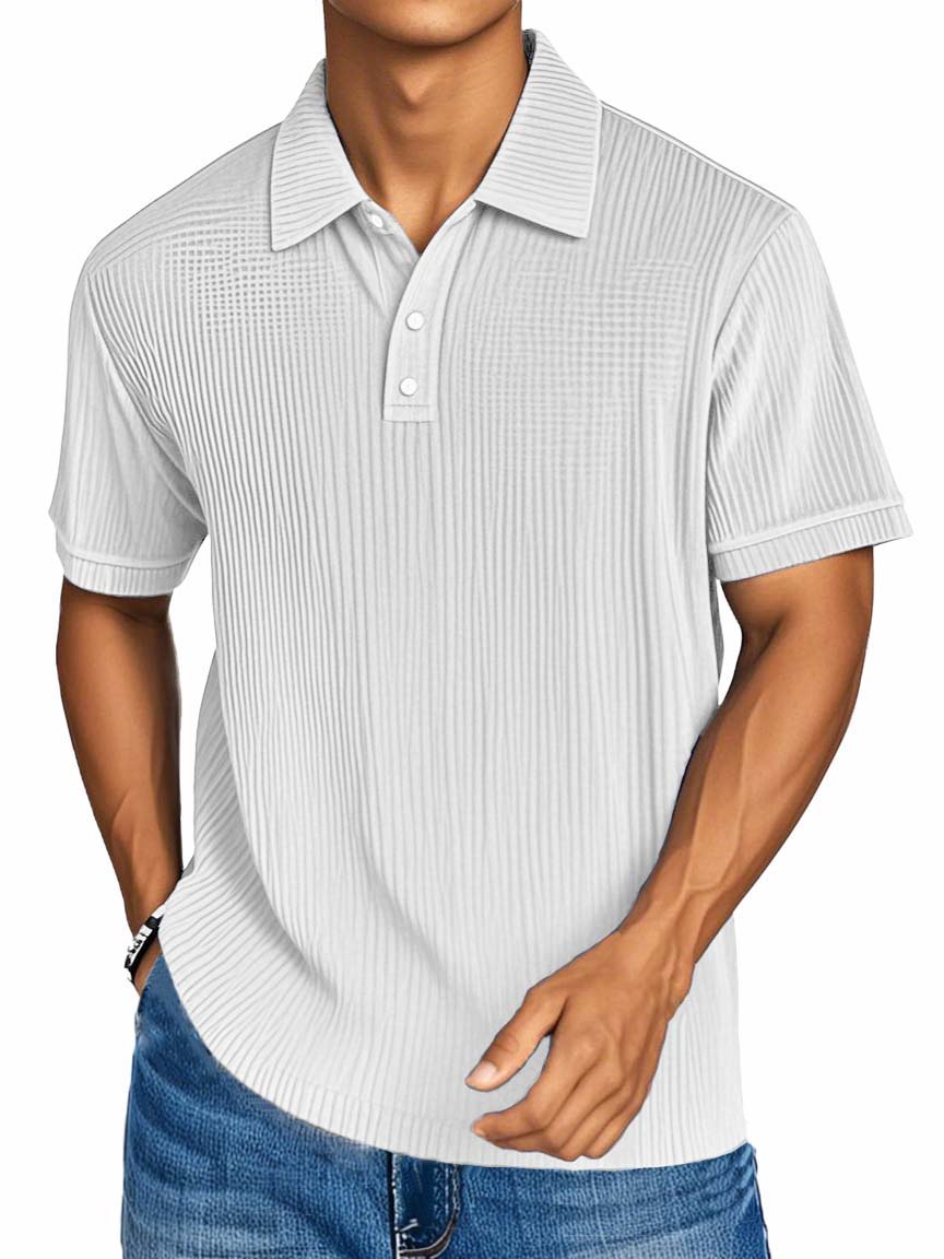 Men's Fashion Casual Textured Fabric Short-sleeved Polo Shirt