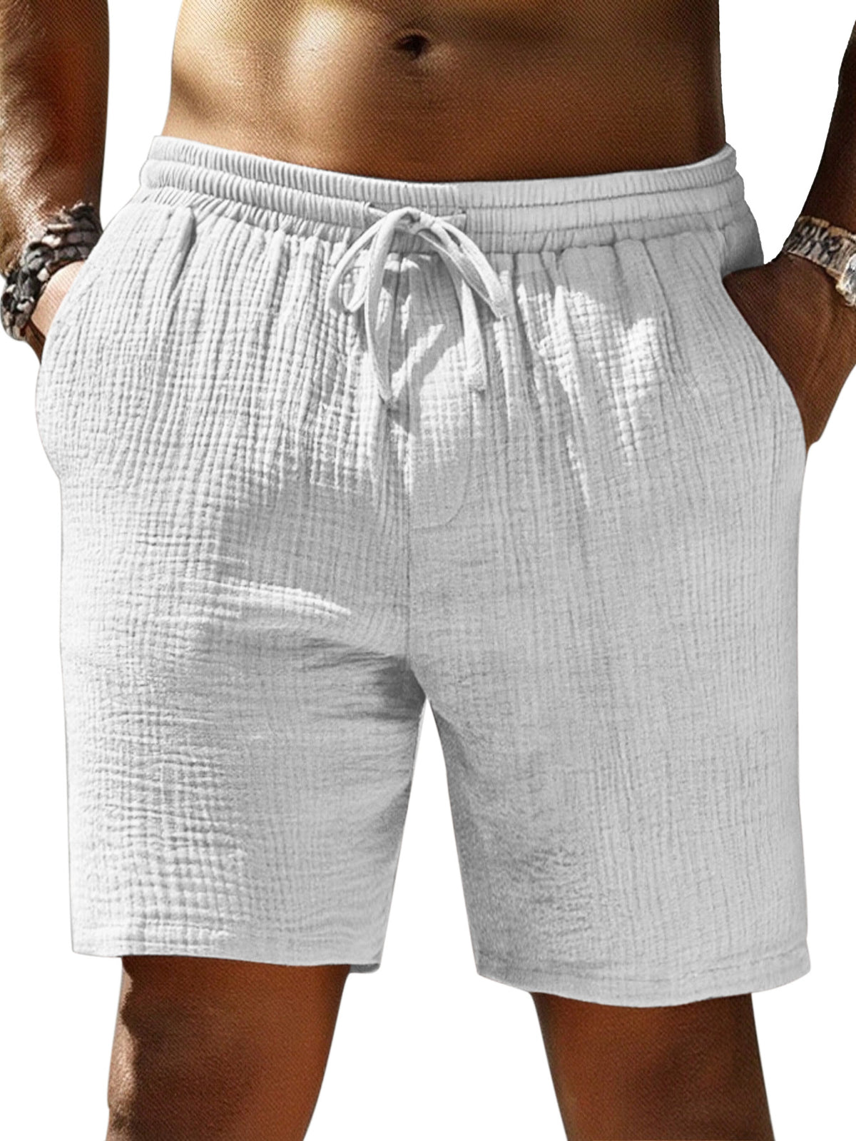 Men's Casual Simple Textured Loose Shorts