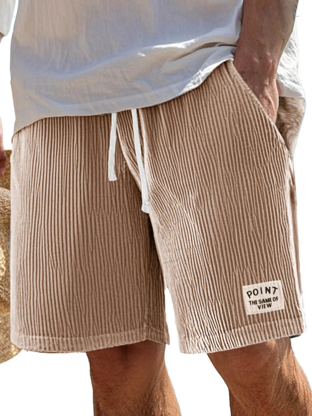 Men's Fashion Casual Ribbed Fabric Pocket Embroidered Logo Shorts