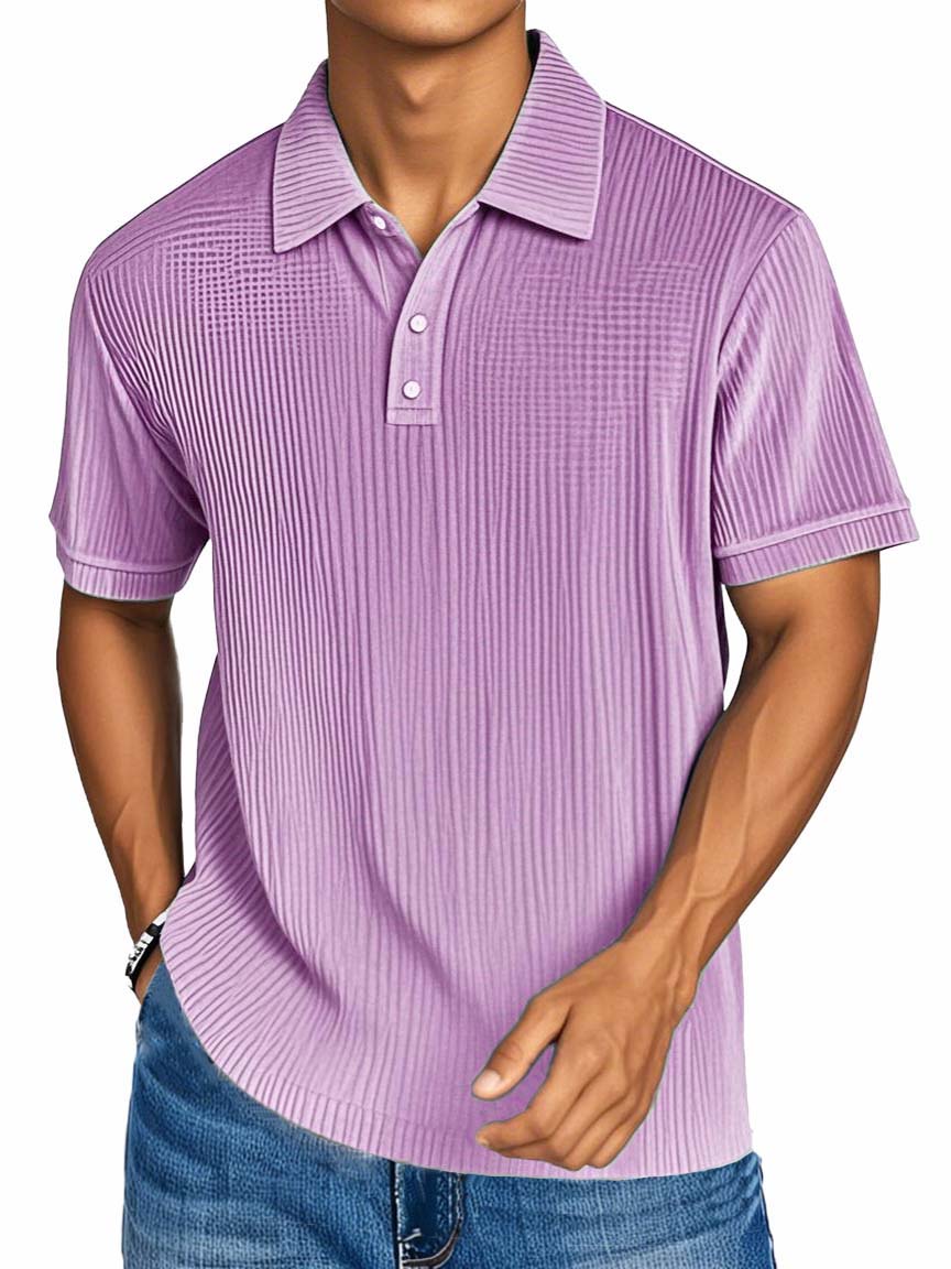 Men's Fashion Casual Textured Fabric Short-sleeved Polo Shirt