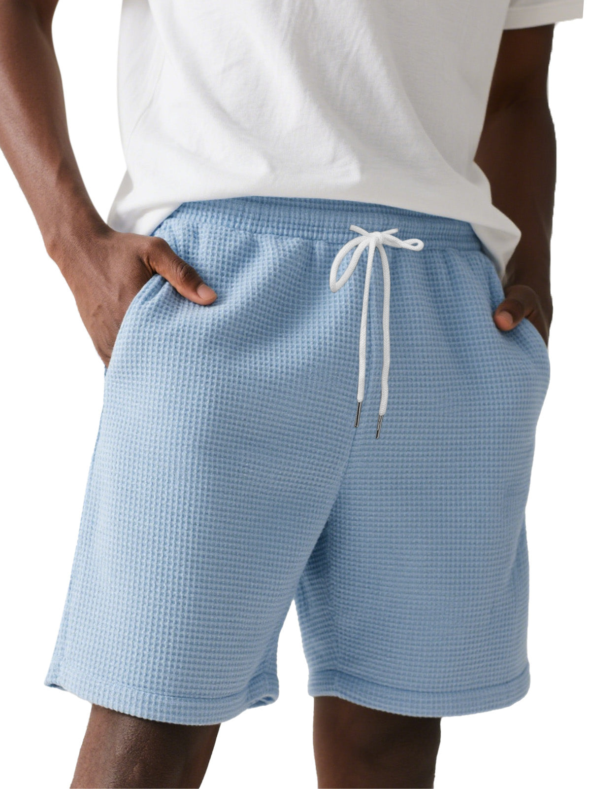Men's Simple Solid Color Waffle Texture Casual Shorts