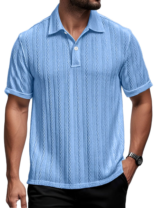 Men's Daily Casual Lapel Texture Comfortable Short-sleeved Polo Shirt