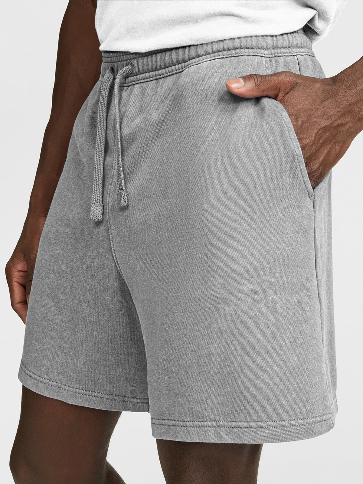 Men's Distressed Vintage Casual Dyed Textured Shorts With Side Pockets