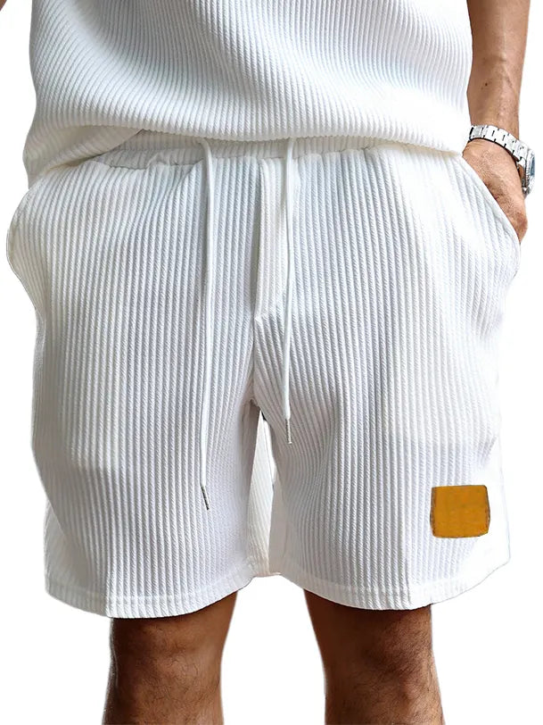 Men's Retro Embroidered Logo Stripe Fashion Lace-up Casual Shorts