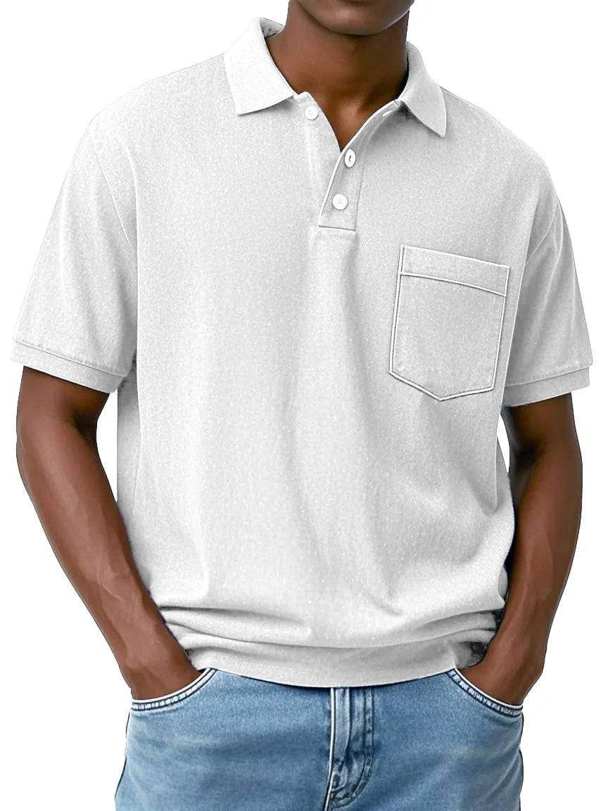 Men's Fashion Everyday Short-sleeved Lapel Pocket Polo Shirt
