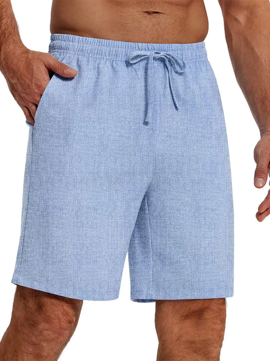 Men's Casual Solid Color Cotton And Linen Shorts