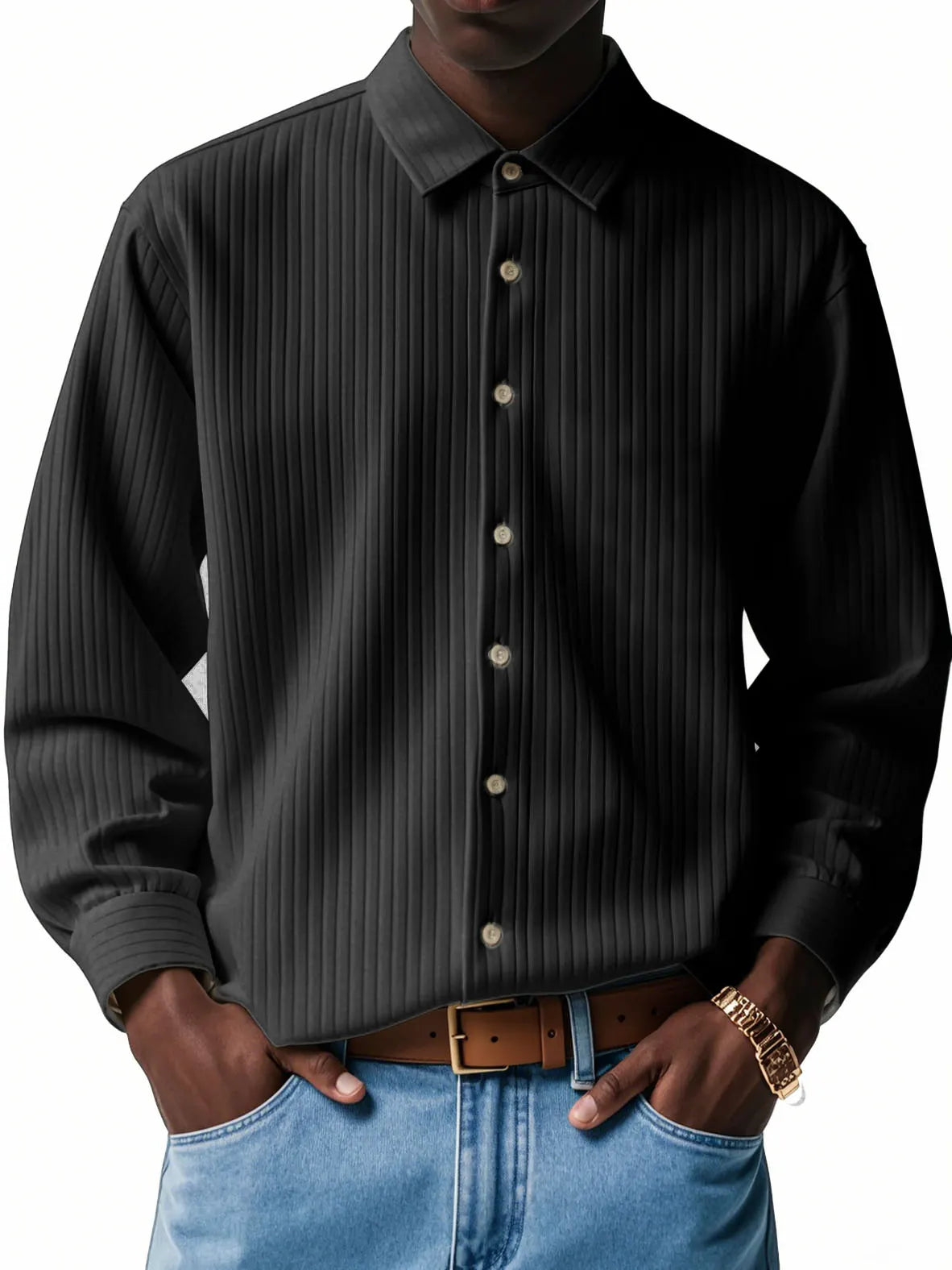 Men's Fashion Casual Corduroy Long Sleeve Shirt