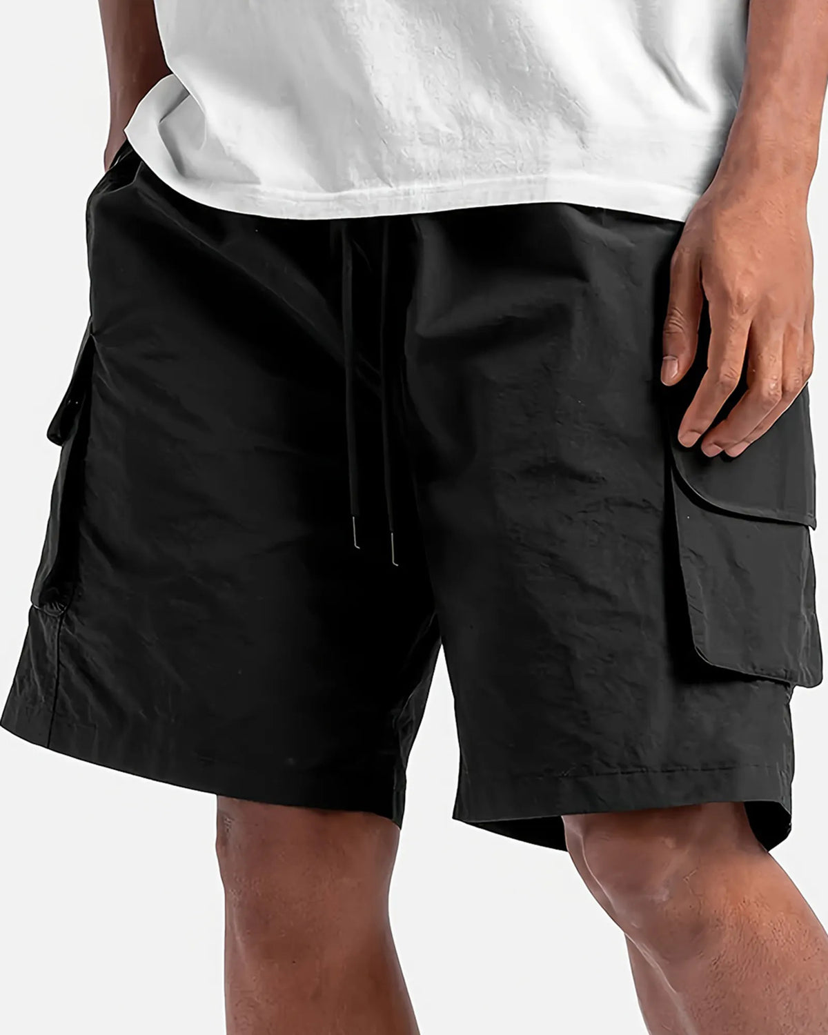Men's Quick-drying Practical Multi-pocket Cargo Shorts Lace-up Casual Loose Shorts