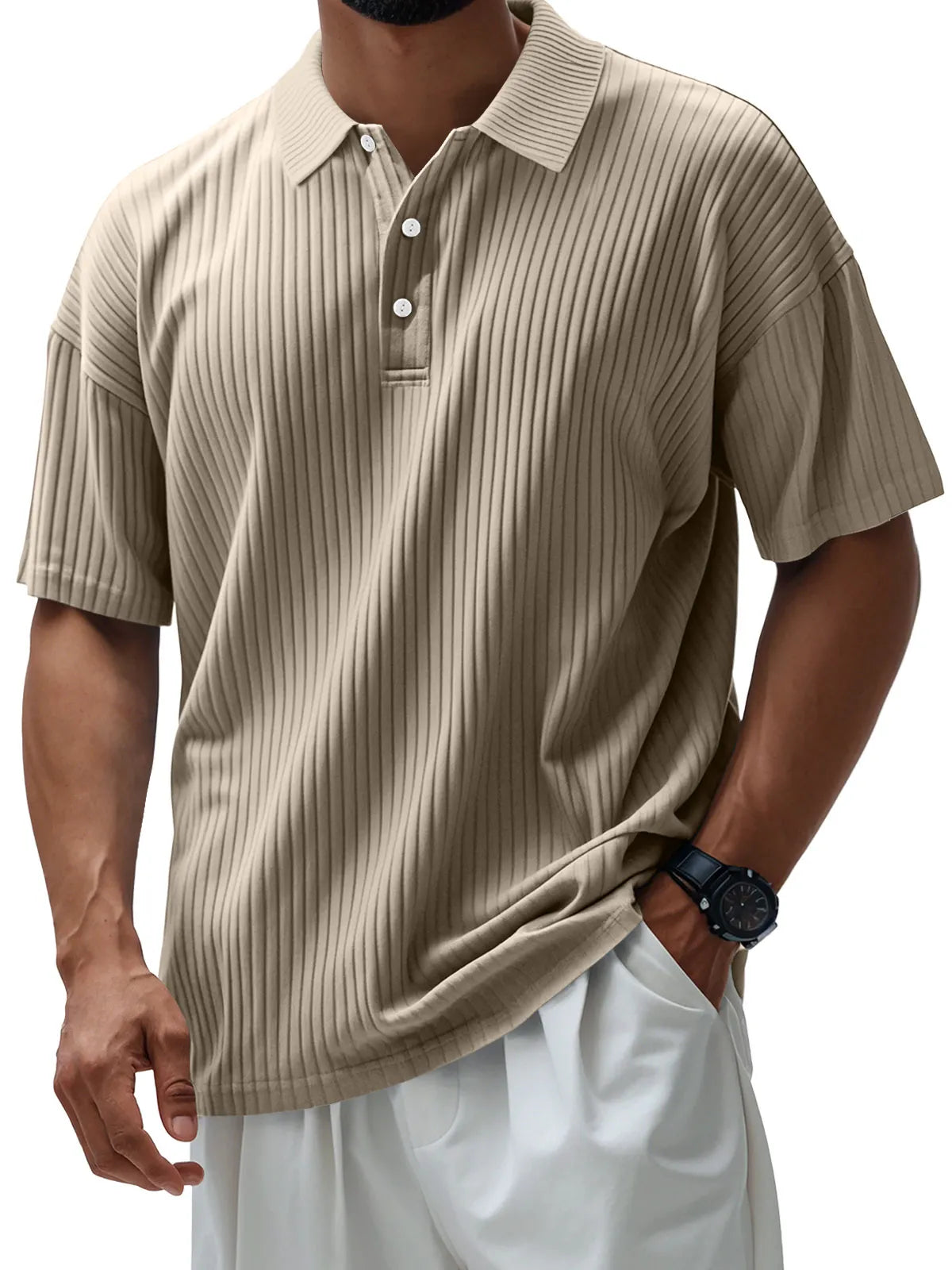 Men's Casual Pit Lapel Button Short Sleeve POLO Shirt