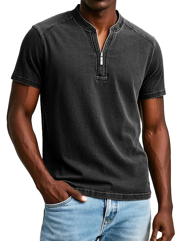 Men's Fashion Vintage Distressed Short Sleeve Henley Shirt