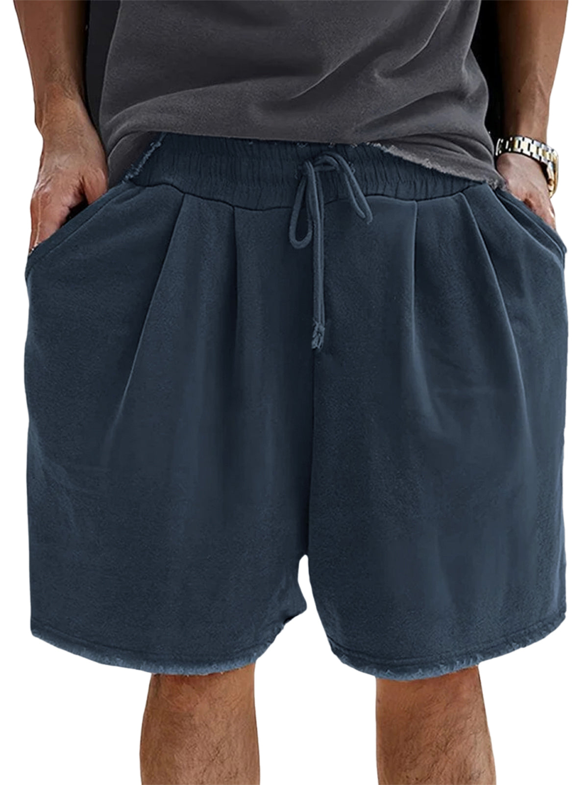 Men's Loose Cotton Vintage Pleated Lace-Up Sports Casual Daily Shorts